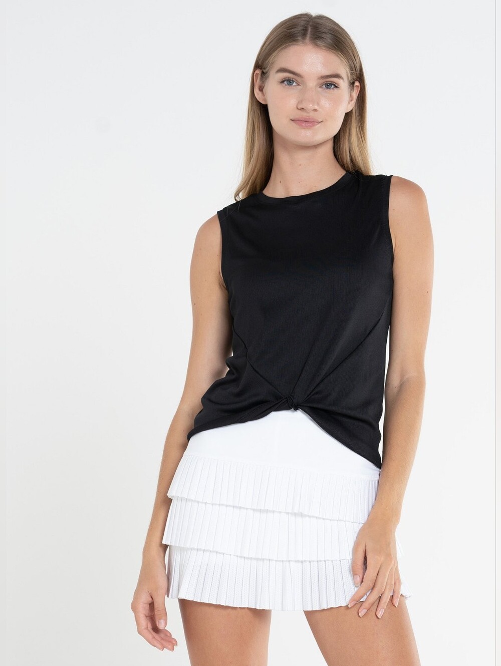 Lucky In Love Size S Black Twist Front TOP Active Tennis